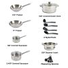 Cook & Strain Stainless Steel Cookware Set, 14 Piece Set, Dishwasher Safe