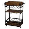 Bar Serving Cart Home Mobile Kitchen Serving cart; Industrial Vintage Style Wood Metal Serving Trolley