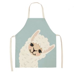 Alpaca Cartoon Cotton Linen Apron Sleeveless Antifouling Kitchen Home Cooking Waist Hanging Neck Kids' Bib (Option: 21-45 X56cm Children)