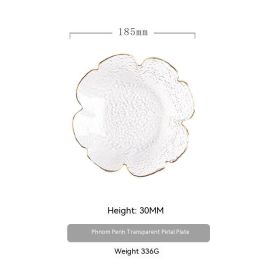 Japanese Style Hammer Pattern Petal Glass Bowl Plate Set (Option: M Disk Transparent Golden Edge)