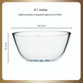 Japanese-style Transparent Glass Salad Bowl Large Instant Noodle Bowl Creative Bowl Microwave Oven Household And Noodle Bowl (Option: 2100ml)