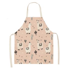 Alpaca Cartoon Cotton Linen Apron Sleeveless Antifouling Kitchen Home Cooking Waist Hanging Neck Kids' Bib (Option: 15-45 X56cm Children)