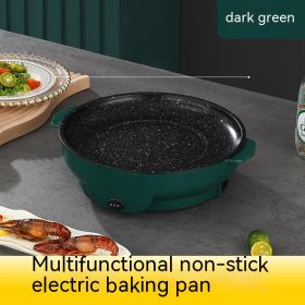 Takeaway Electric Baking Pan Mini Electric Griddle Household Non-stick Barbecue Oven Ingredients Supermarket Plate (Option: Dark Green-22cm-EU)