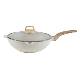 Non-stick Pan Medical Stone Wok Household (Option: 32CM Volcanic Rock Wok Set)