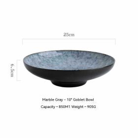 Japanese Ceramic Bamboo Hat Salad Bowl (Option: Marble Gray 10 Inches)