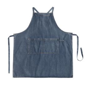 Cotton Thickened Denim Canvas Apron Household Bib (Color: dark blue)