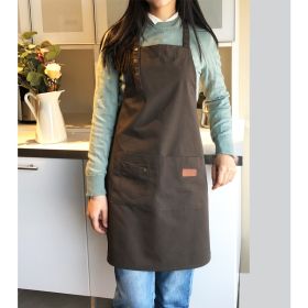 Pure Color Kitchen Home Apron (Color: coffee)