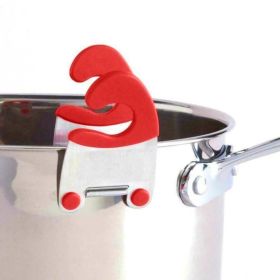 1pc Bowl Clip Stainless Steel Pot Side Clips Anti-scalding Spoon Holder Kitchen Bowl Clip Black Red (Color: Red)