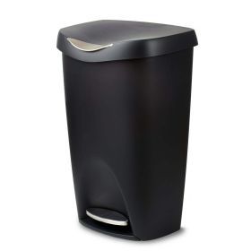 13 gal Brim Plastic Step Soft Close Lid Kitchen Trash Can (Actual Color: Black)