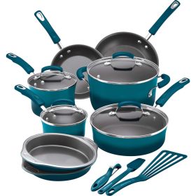 15-Piece Nonstick Pots and Pans Set/Cookware Set, Marine Blue (actual_color: Gray)