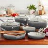 12-Pieces Porcelain Enamel Classic Ceramic Cookware Set, Ombre Teal