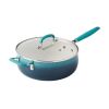 12-Pieces Porcelain Enamel Classic Ceramic Cookware Set, Ombre Teal