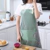 1pc Striped Linen Aprons, Adjustable Kitchen Cooking Apron, Cotton And Linen Machine Washable With 2 Pockets