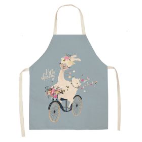 Alpaca Cartoon Cotton Linen Apron Sleeveless Antifouling Kitchen Home Cooking Waist Hanging Neck Kids' Bib (Option: 16-65 X53cm Conventional)