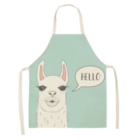 Alpaca Cartoon Cotton Linen Apron Sleeveless Antifouling Kitchen Home Cooking Waist Hanging Neck Kids' Bib (Option: 20-65 X53cm Conventional)