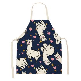 Alpaca Cartoon Cotton Linen Apron Sleeveless Antifouling Kitchen Home Cooking Waist Hanging Neck Kids' Bib (Option: 8-55x68cm)